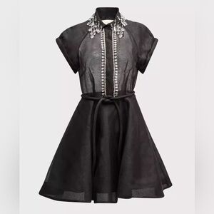 Zimmermann Matchmaker Crystal Embellished Black Mini Dress
